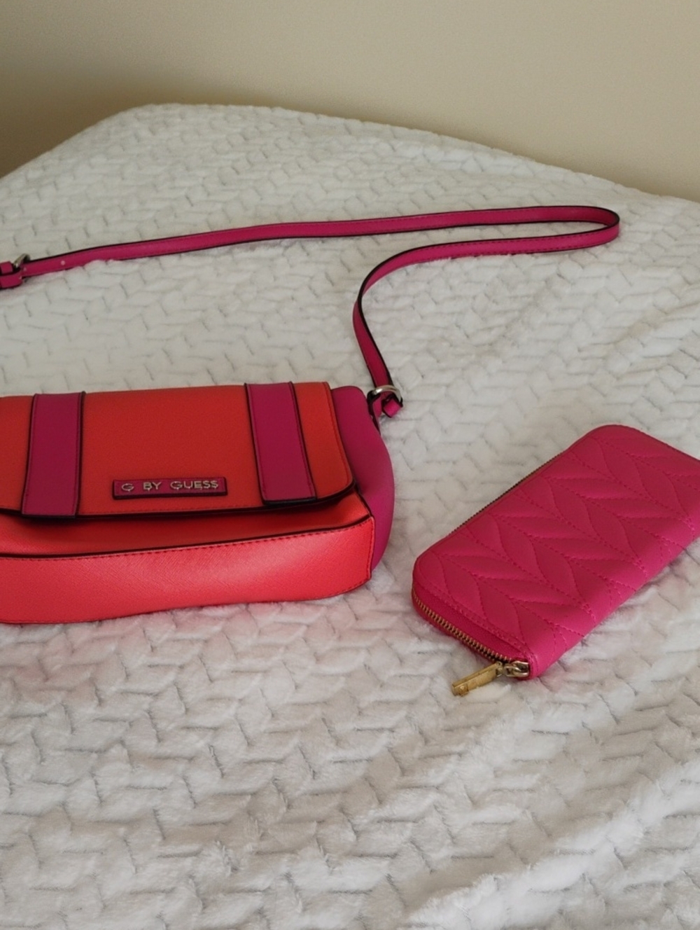 Guess Pink & Coral Colorblock Crossbody Bag